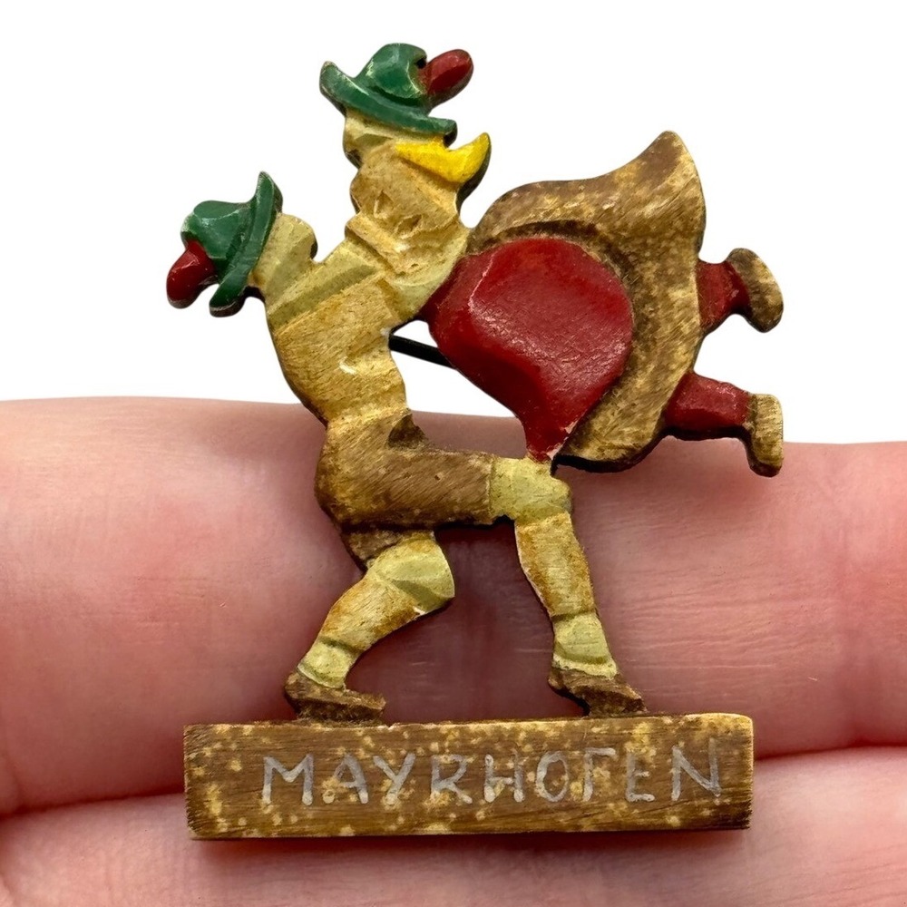 Vintage Mayrhofen Austria Folk‎ Dancing Couple Souvenir Brooch Pin